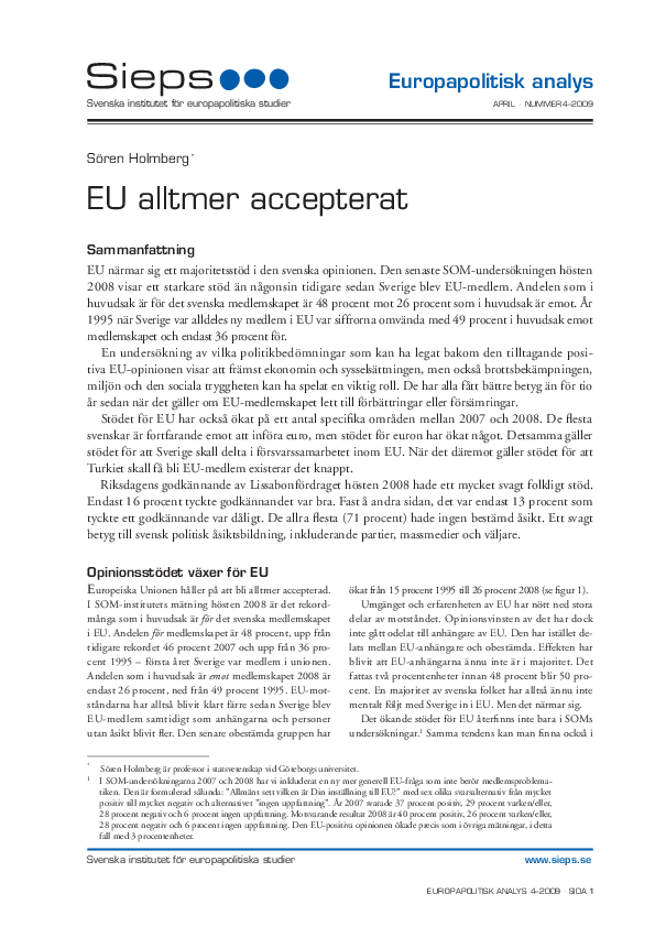 EU allt mer accepterat (2009:4epa)