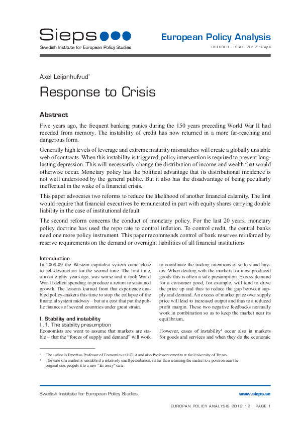 Response to Crisis (2012:12epa)